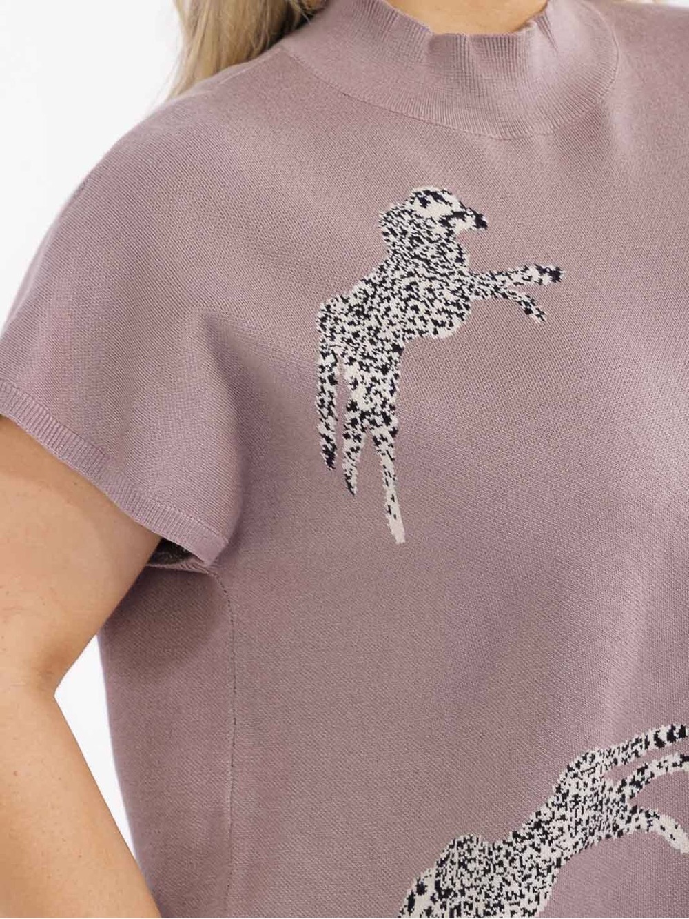 Entro Cropped Sleeveless Cheetah Sweater